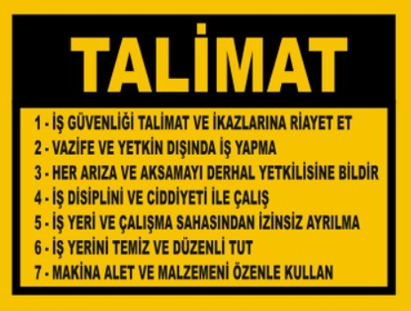 İSG Talimat Levhaları