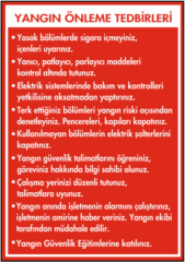 Yangın Önleme Tedbirleri Talimatı Levhası