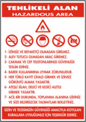 Tehlikeli Alan Talimatı Levhası
