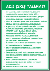Acil Çıkış Talimatı Levhası