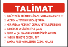 İşyeri Talimatı Levhası
