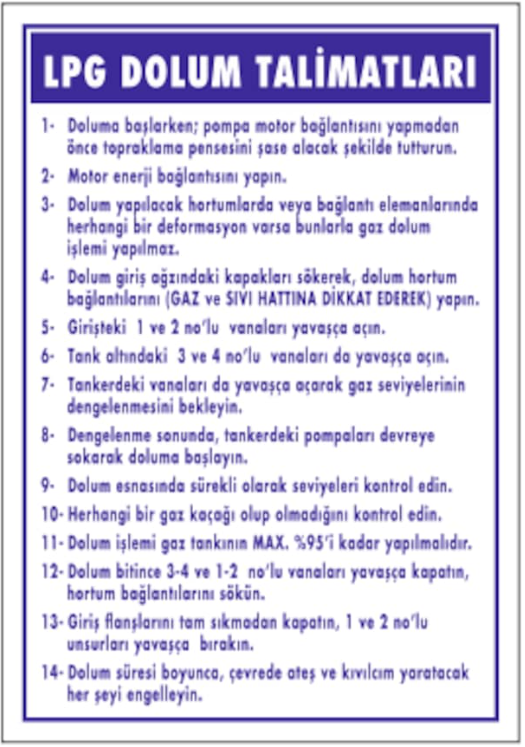 LPG Dolum Talimatı Levhası