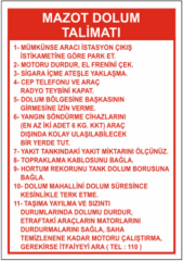 Mazot Dolum Talimatı Levhası