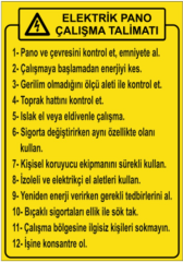 Elektrik Panosu Çalışma Talimatı Levhası