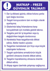 Matkap Freze Güvenlik Talimatı Levhası