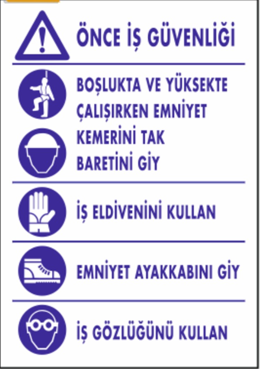 Kişisel Koruyucu Güvenlik Tedbirleri Talimatı Levhası