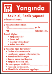 Yangında Sakin Ol Talimatı Levhası