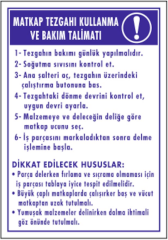 Matkap Tezgahı Kullanma Talimatı Levhası