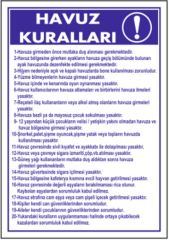 Havuz Kuralları Talimatı Levhası