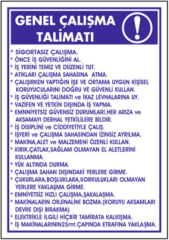 Genel Çalışma Talimatı Levhası
