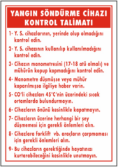 Yangın Söndürme Cihazı Kontrol Talimatı Levhası