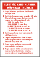 Elektrik Yangınlarına Müdahale Talimatı Levhası