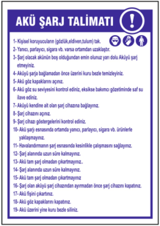 Akü Şarj Talimatı Levhası