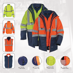 Vizwell VWJK-44 Hi-Vis 5+1 Polyester Kapüşonlu Parka