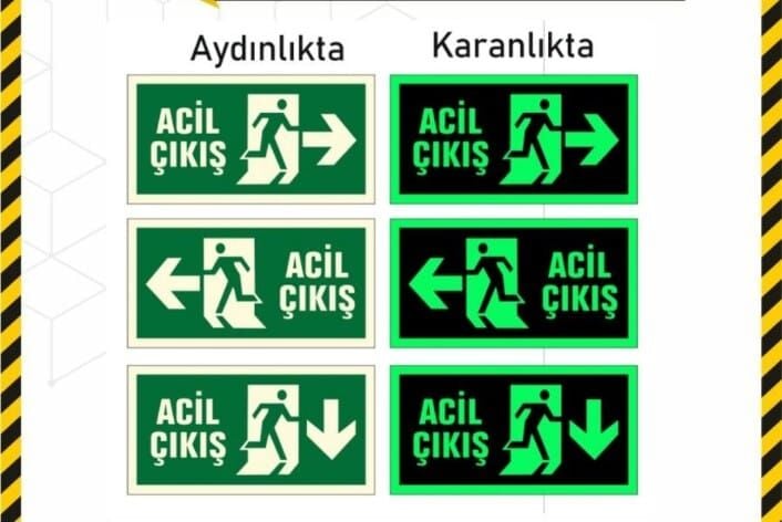 Acil Çıkış Fotolümenli Levha - Acil Durum Yönlendirme Tabelası Sol