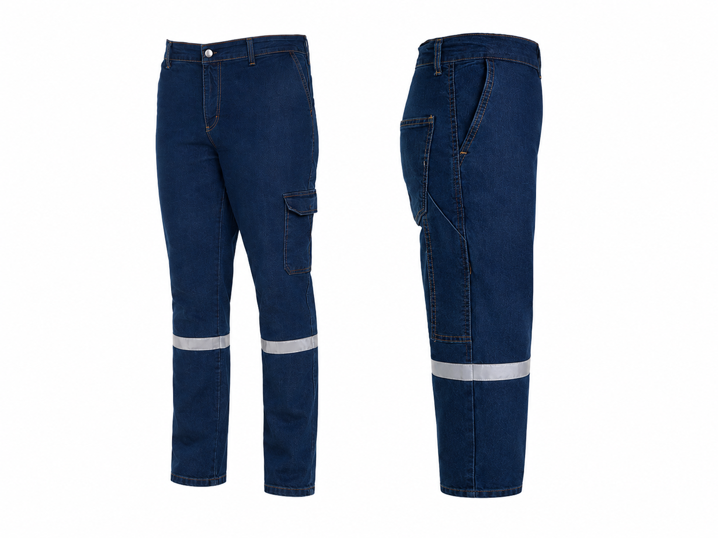 Likralı Kot Pantalon Büyük Beden Lacivert Gri Reflektör (4xl-8xl )